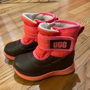 UGG Kids Vibrant Pink and Dark Brown Boots